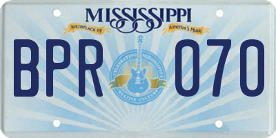 MS license plate BPR070