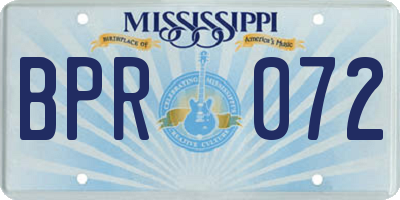 MS license plate BPR072