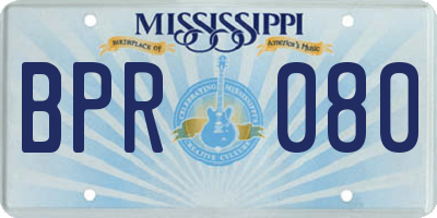 MS license plate BPR080