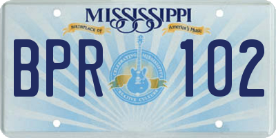 MS license plate BPR102
