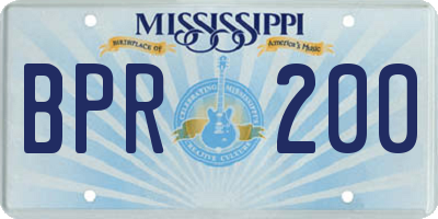 MS license plate BPR200
