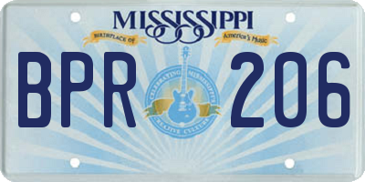 MS license plate BPR206