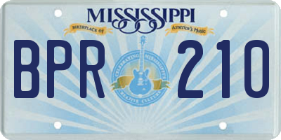 MS license plate BPR210