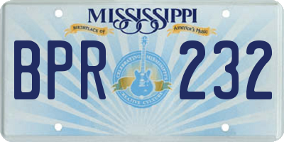 MS license plate BPR232