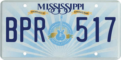 MS license plate BPR517