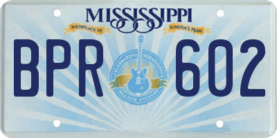 MS license plate BPR602