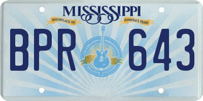 MS license plate BPR643