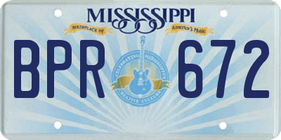 MS license plate BPR672