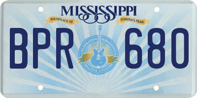 MS license plate BPR680