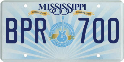 MS license plate BPR700
