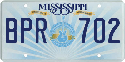 MS license plate BPR702