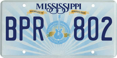 MS license plate BPR802