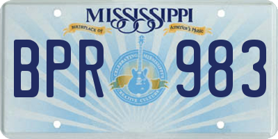 MS license plate BPR983