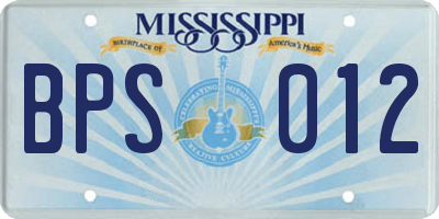 MS license plate BPS012