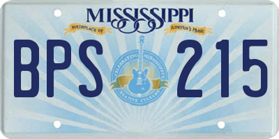 MS license plate BPS215