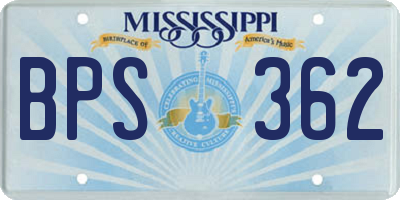 MS license plate BPS362