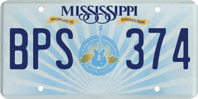 MS license plate BPS374