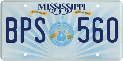 MS license plate BPS560