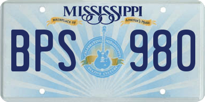 MS license plate BPS980