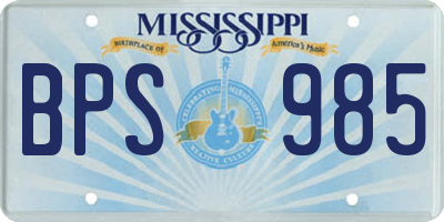 MS license plate BPS985