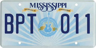 MS license plate BPT011