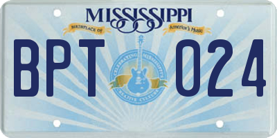MS license plate BPT024