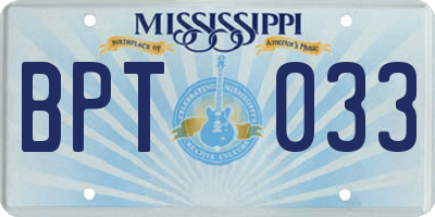 MS license plate BPT033
