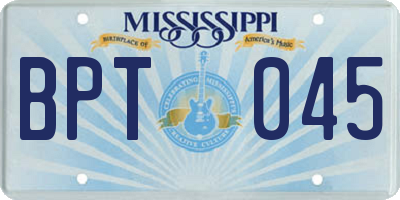 MS license plate BPT045