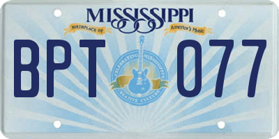 MS license plate BPT077