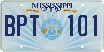 MS license plate BPT101