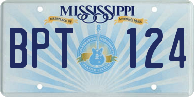 MS license plate BPT124