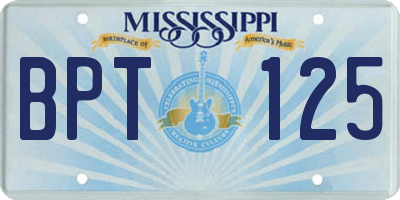 MS license plate BPT125