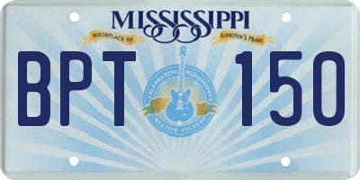 MS license plate BPT150