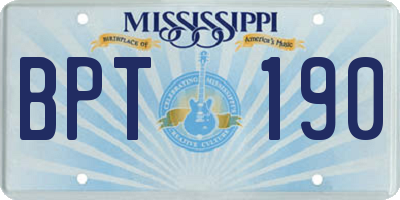 MS license plate BPT190