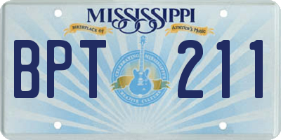 MS license plate BPT211