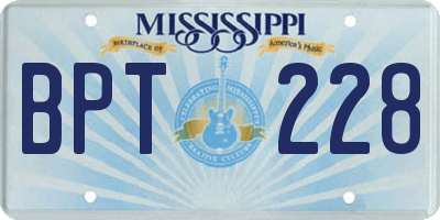 MS license plate BPT228