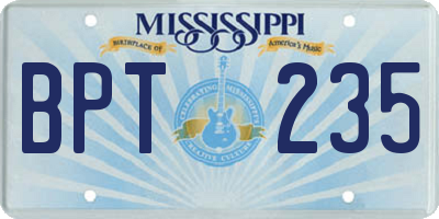 MS license plate BPT235
