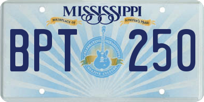 MS license plate BPT250
