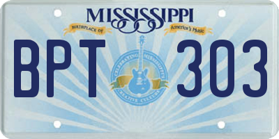MS license plate BPT303