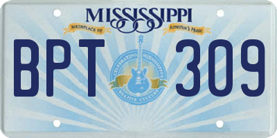 MS license plate BPT309