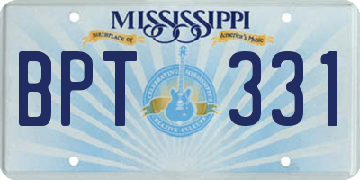 MS license plate BPT331