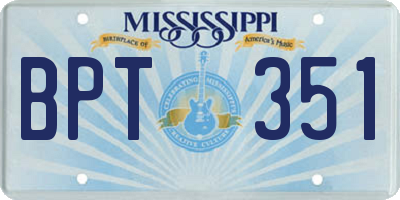 MS license plate BPT351