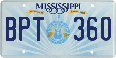 MS license plate BPT360