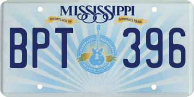 MS license plate BPT396
