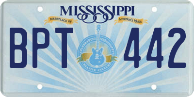 MS license plate BPT442
