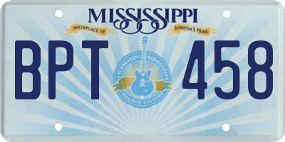 MS license plate BPT458