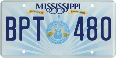 MS license plate BPT480