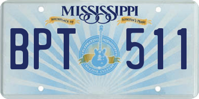 MS license plate BPT511