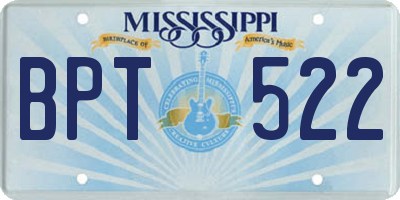 MS license plate BPT522