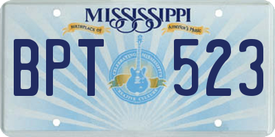 MS license plate BPT523